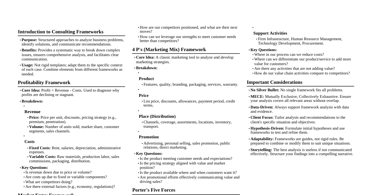 Consulting Frameworks