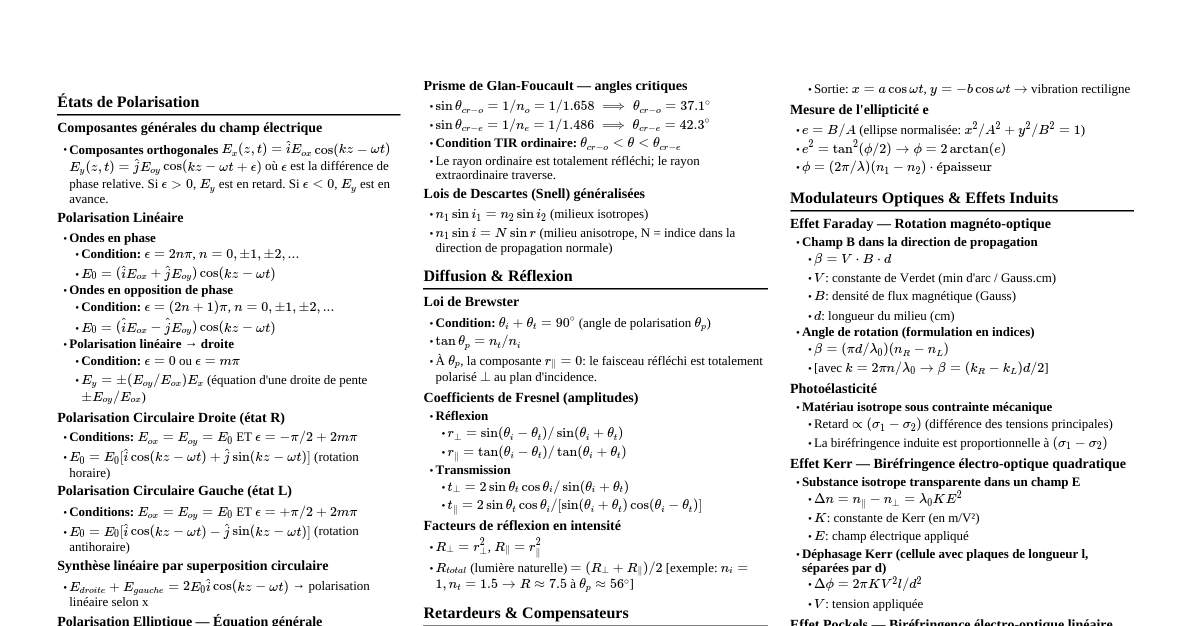 Optique de Polarisation