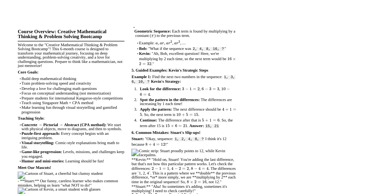 Creative Math Bootcamp