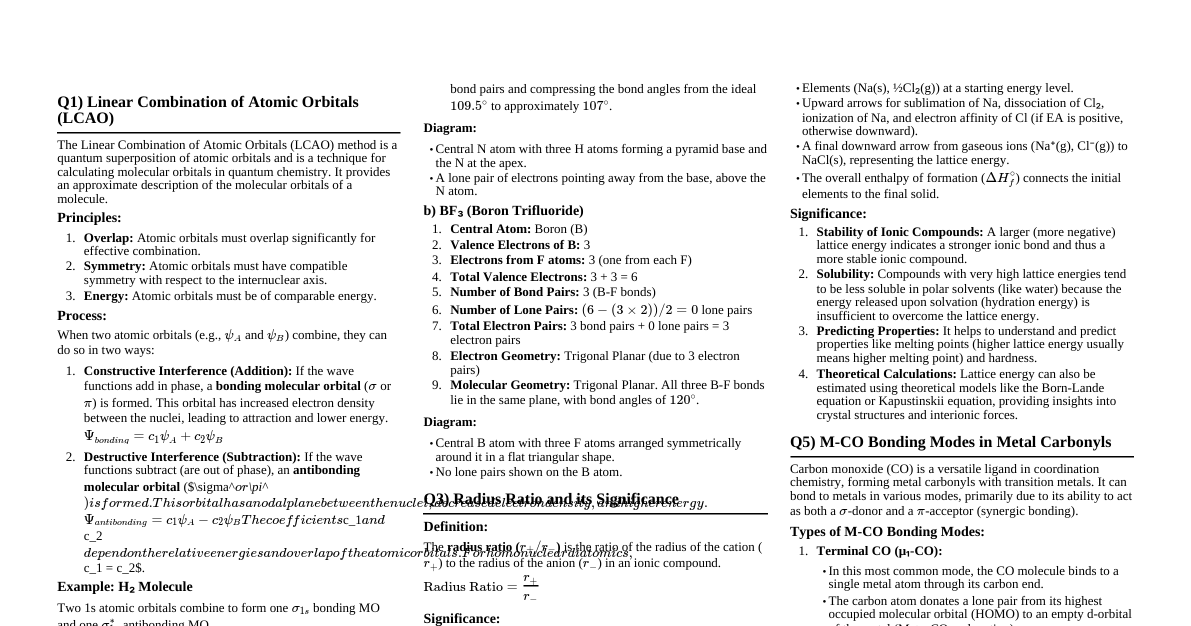 Inorganic Chemistry Review