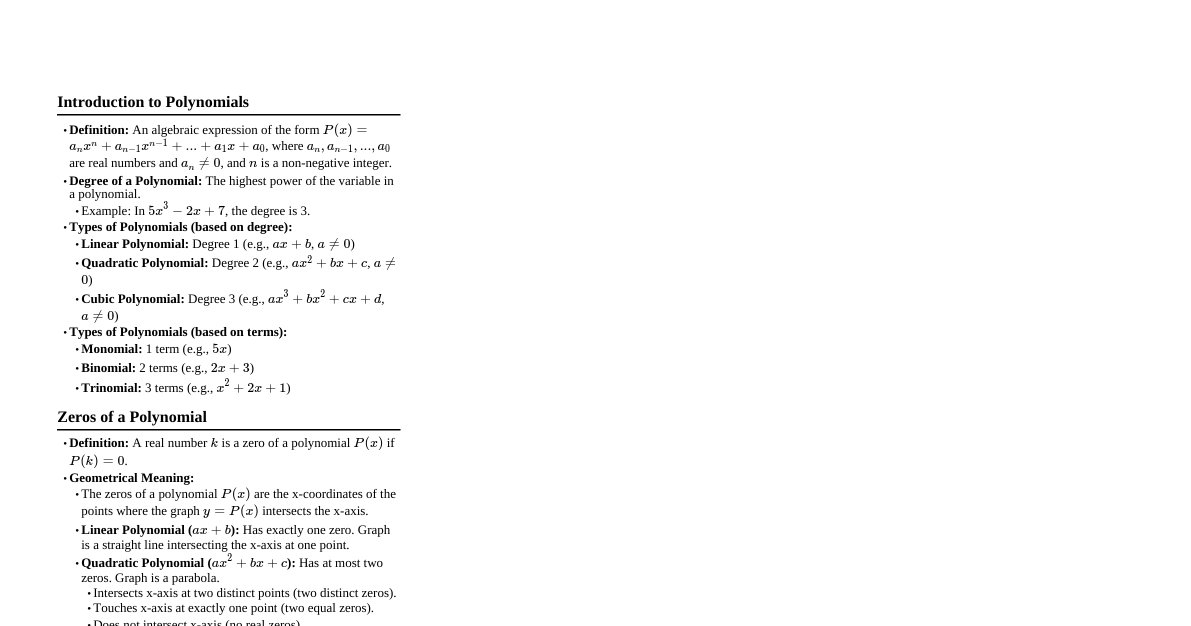 Polynomials Class 10 CBSE
