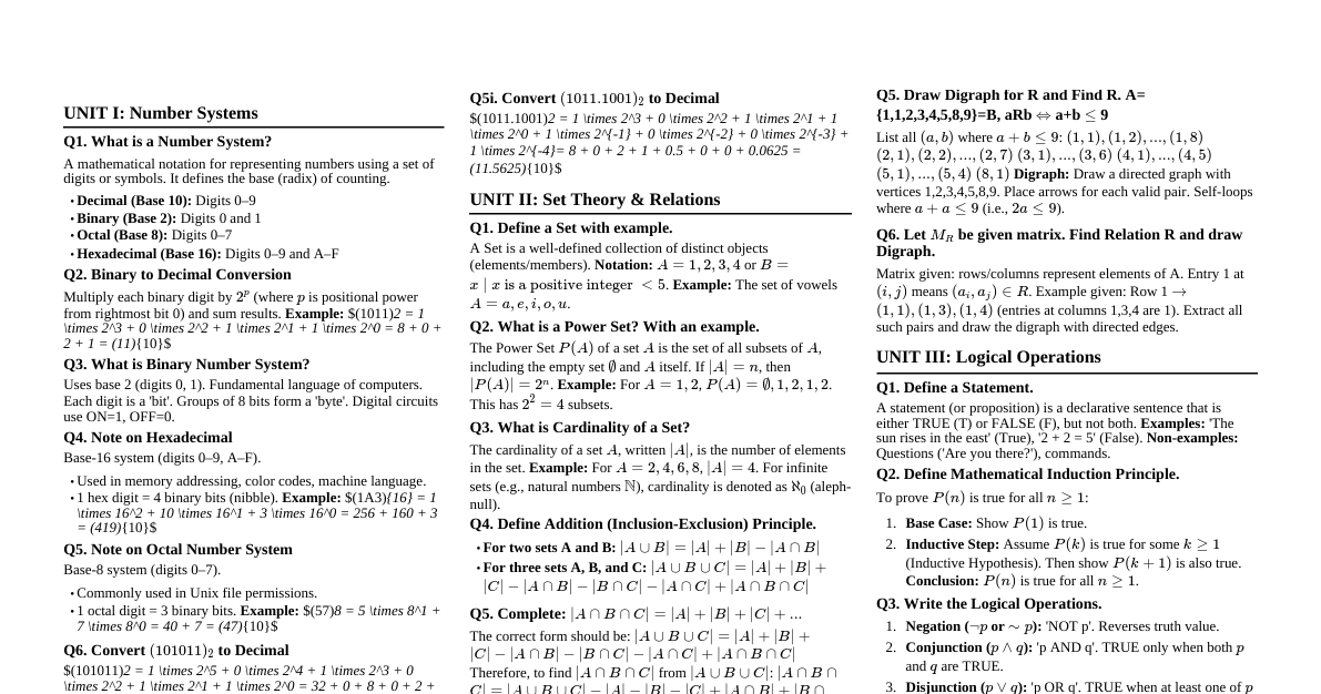 Mathematics Exam Cheatsheet