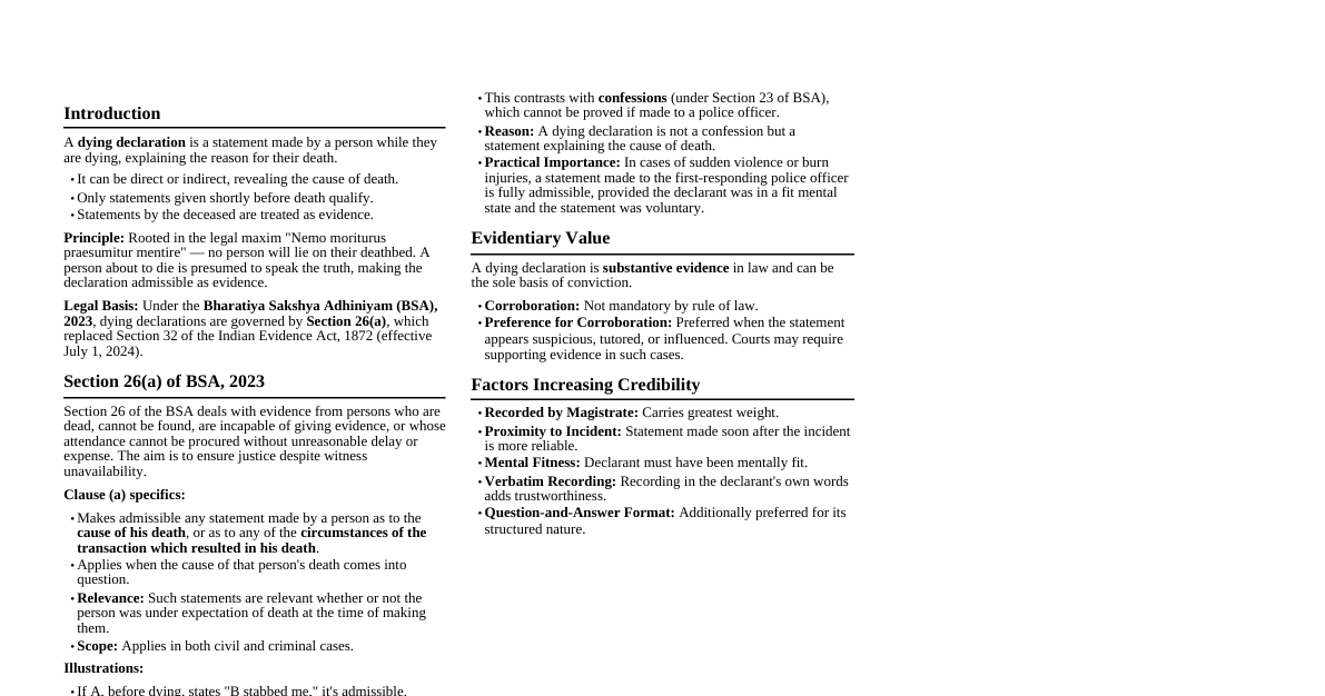Dying Declaration (BSA 2023)