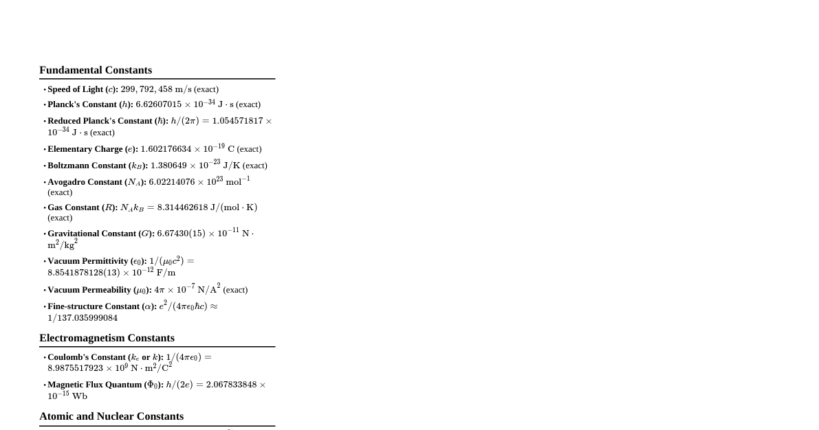 Physics Constants