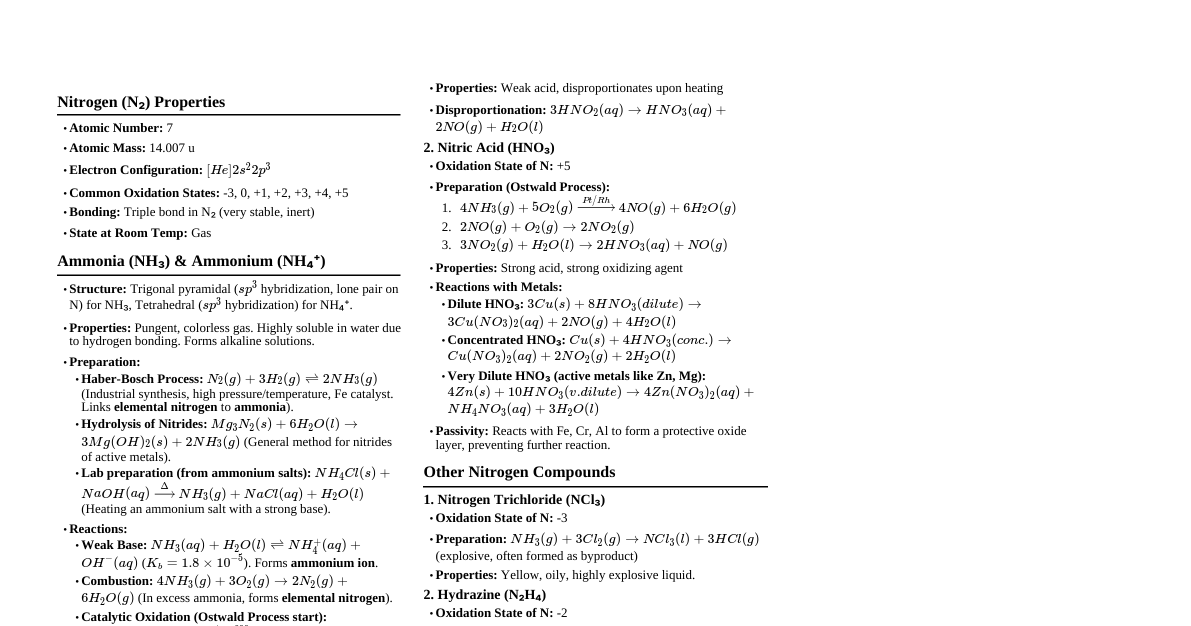 Nitrogen Chemistry
