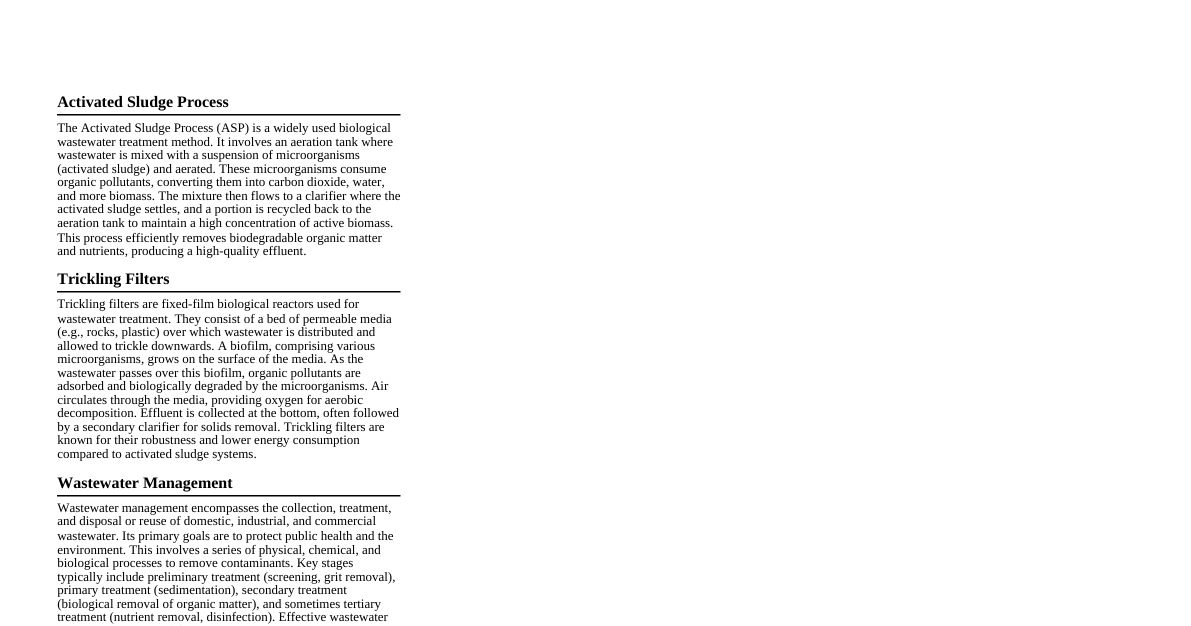 Wastewater Treatment Notes