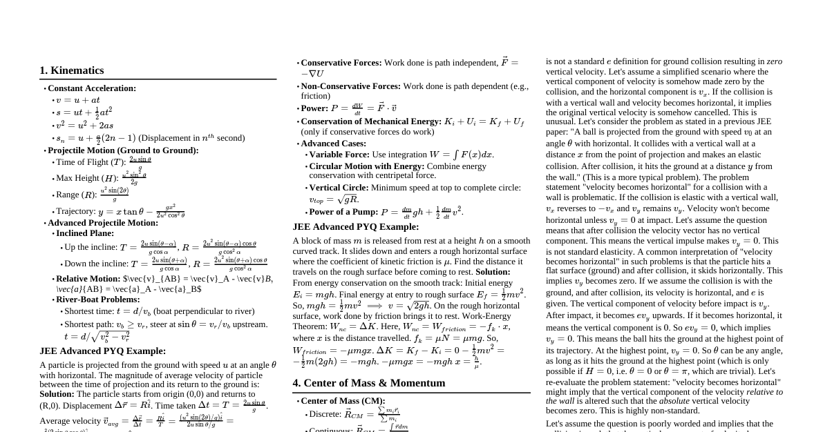 JEE Advanced Mechanics